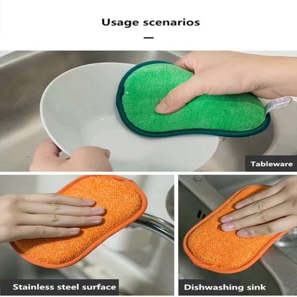 4PCS Scrub Sponges for dishes Kitchen Non-Scratch Microfiber Sponge with Heavy Duty Scouring Power - Effortless Cleaning of Pans - Image 2