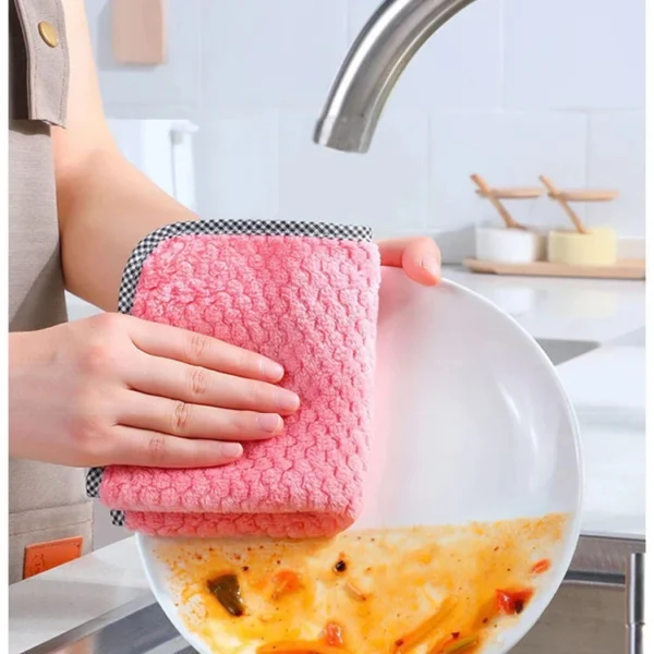 Kitchen Daily Dish Towel Dishcloth Rag Utensils for Kitchen Cleaning Products for Home Absorbent Scouring Pad - Image 2