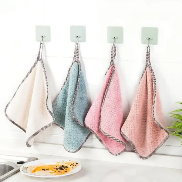 Kitchen Daily Dish Towel Dishcloth Rag Utensils for Kitchen Cleaning Products for Home Absorbent Scouring Pad - Image 4