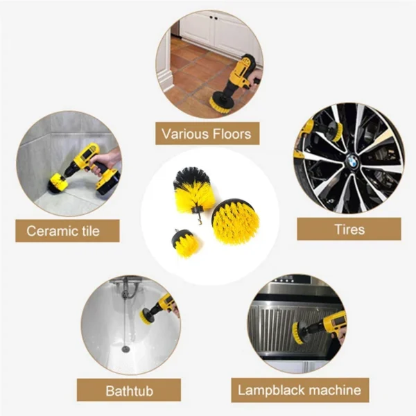 3Pcs Power Scrubber Brush Electric Drill-Brush Power Scrubber Bathroom Surface Tub Shower Tile Cleaning Tools for Auto Care - Image 3