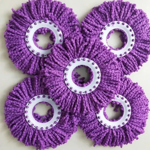 5pcs Round Replacement Mop Head Cloth Cleaning Products Towel Home Accessories Useful for Kitchen Bathroom Floor Spray Purple