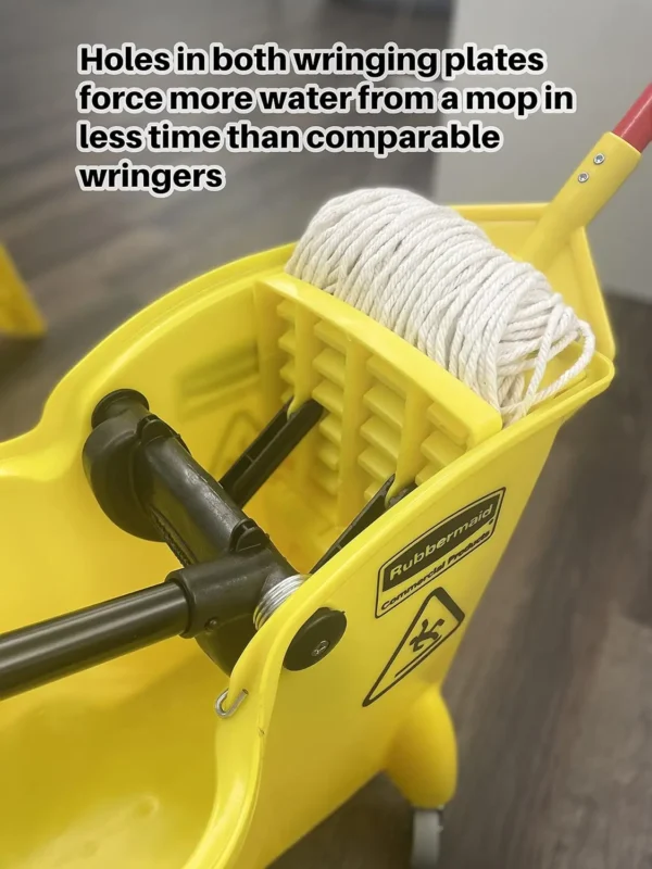 Rubbermaid Commercial Products 31 QT Tandem Mop Bucket and Wringer Combo on Wheels, Yellow, for Floor Cleaning/Wet Mopping - Image 6