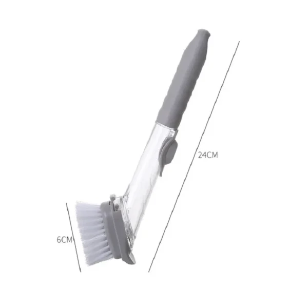 Handled Plastic Cleaning Brush Refillable Liquid Kitchen Cleaning Pot Brush with Detergent Dispenser Pan Sink Cleaning - Image 6