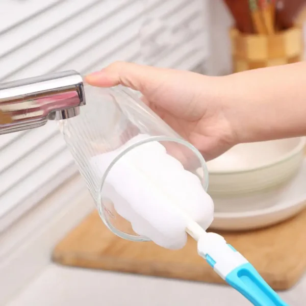 Long Handle Baby Bottle Brush Soft Sponge Brush Water Bottle Glass Cup Washing Cleaner Scrubber Tool Kitchen Cleaning Tool